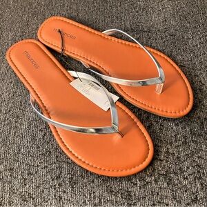 Maurices Tan Faux Leather and Silver Sandals